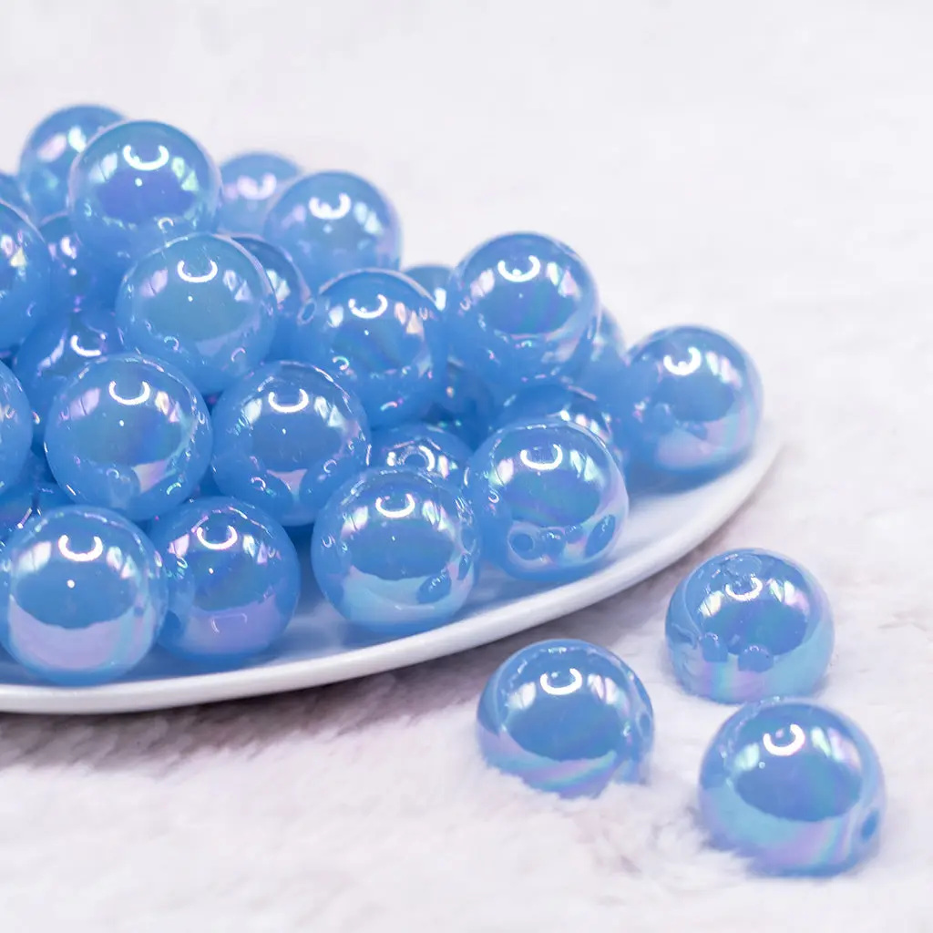 20mm Sky Blue Jelly AB Acrylic Chunky Bubblegum Beads