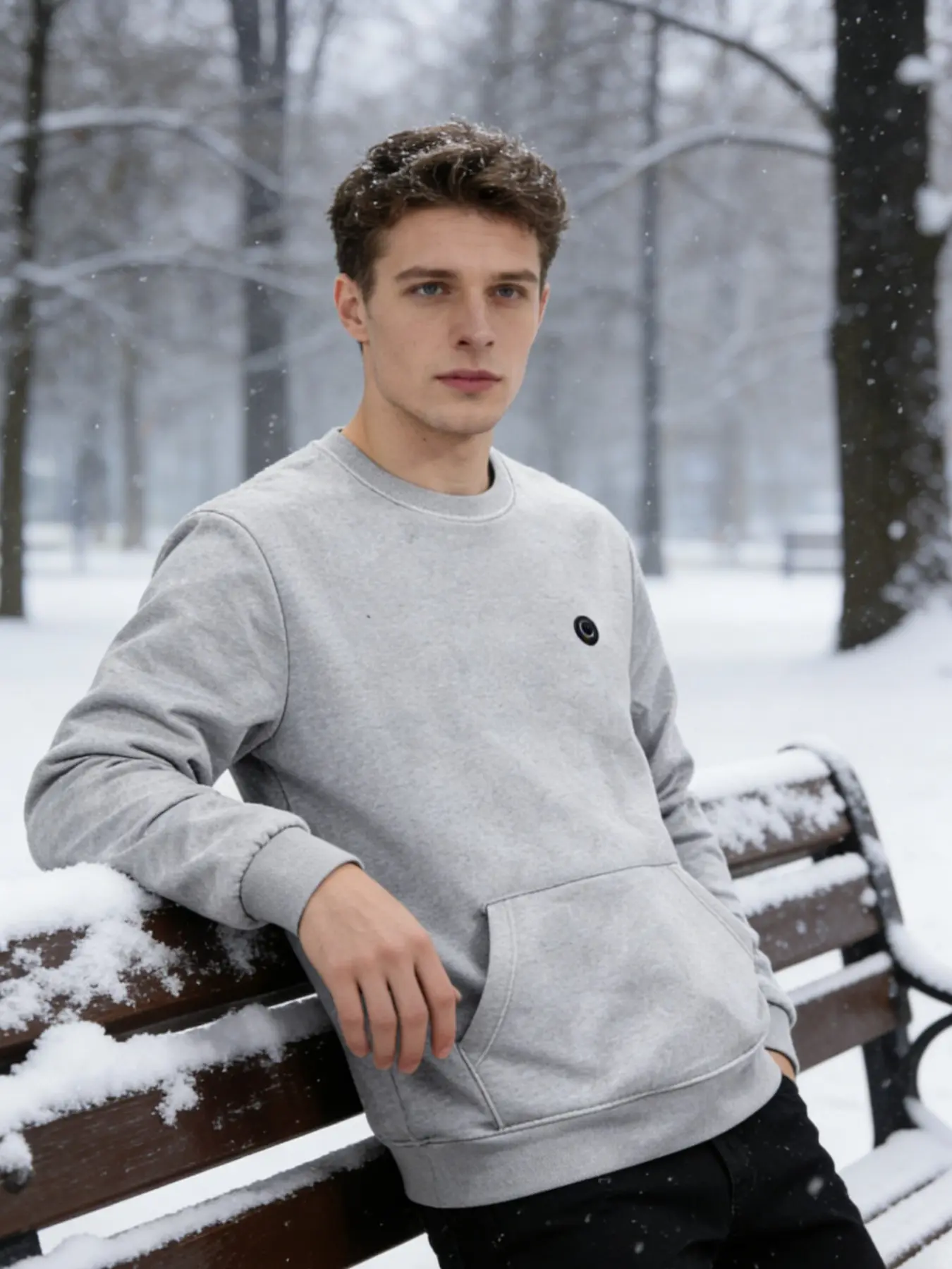 Smart Multi-Position Electric Heated Round Neck Sweatshirt, USB Rechargeable, 5 Heating Zones, Unisex, Fitted, Fall & Winter