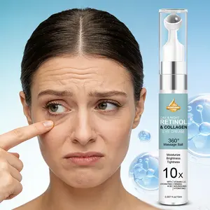 SUMIFANG Retinol Collagen Eye Cream 15ml | Retinol + Collagen Peptides + Hyaluronic Acid, 360° massage ball promotes absorption | Smoothes under-eye bags and firms the eye area | Moisturizes and brightens