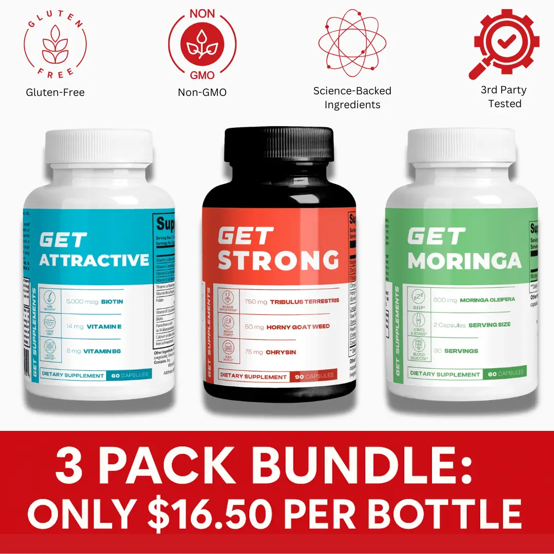 GET Ultimate Health and Wellness Bundle - Attractive Strong & Moringa - Gluten-Free Non-GMO Vegan-Friendly 3 Pack - Healthcare
