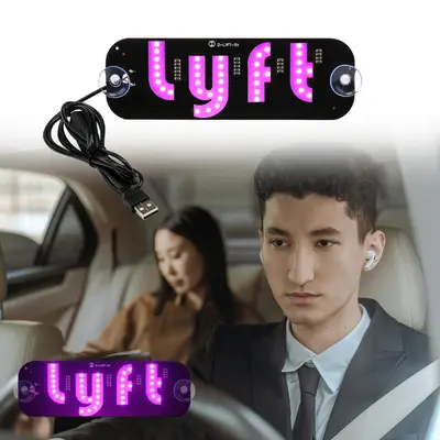 USB LED Scrolling Taxi Sign For Windshield – Pink Illuminated Display For Drivers – Made In USA