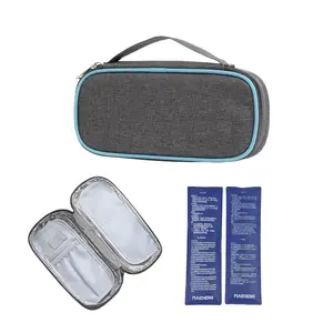 Portable Insulin Storage Bag with Compartments and Zip Closure, 1 Count Insulated Storage Bag with 2 Counts Ice Packs, Medicine Storage Bag for Diabetics, Travel Organiser, Home Supplies, Zipper Bag, Organizational Zipper Storage, Travel Organizer