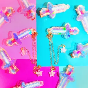 Holographic Diamond Sword Dangle Hair Clip