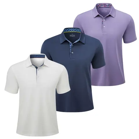 3-Pack Men’s Polo Shirts – Soft Breathable Short Sleeve Polos, Comfortable Casual Fit, Classic Collared Shirts for Work, Golf & Everyday Wear