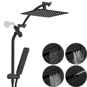 Hibbent Upgraded All Metal 10"Rainfall Showerhead Combo, High Pressure Shower Head with 4-Spray Mode Handheld, Innovative 3-way Diverter , 71'' Shower Hose and Handheld Holder,