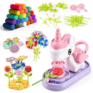 Help! This unicorn playdough machine is absolutely amazing! With just one press, it molds flowers, offering both fabric and playdough play modes—kids will go wild with it