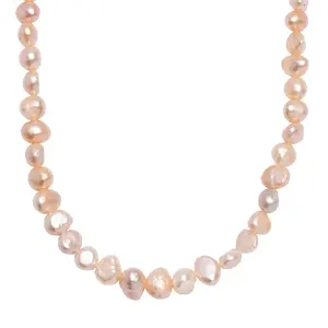 Peach Freshwater Pearl Necklace in 18K Vermeil Yellow Gold Over Sterling Silver 18 Inches Christmas Gifts