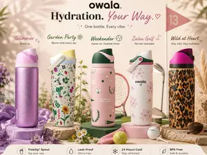 Owala FreeSip Collection Water Bottles – Zalea Golf, Weekender, Wild At Heart, Garden Party & Glitter Editions