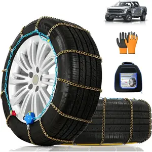 AutoFixing Snow Chains Tire Chains For  Suv Pickup , 3.7mm Twisted Alloy Steel,  1-Min Install, Contains Titanium for Wear Resistance, Set of 2(HLN120)