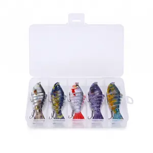 5Pcs Multi Jointed Fishing Lures Kit, 3.8in Lifelike Hard Swimbait Set for Bass Trout Pike, S-Swimming Action Segmented Bait with Tackle Box