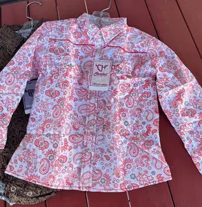 INF LS Paisley Print Button Up Romper