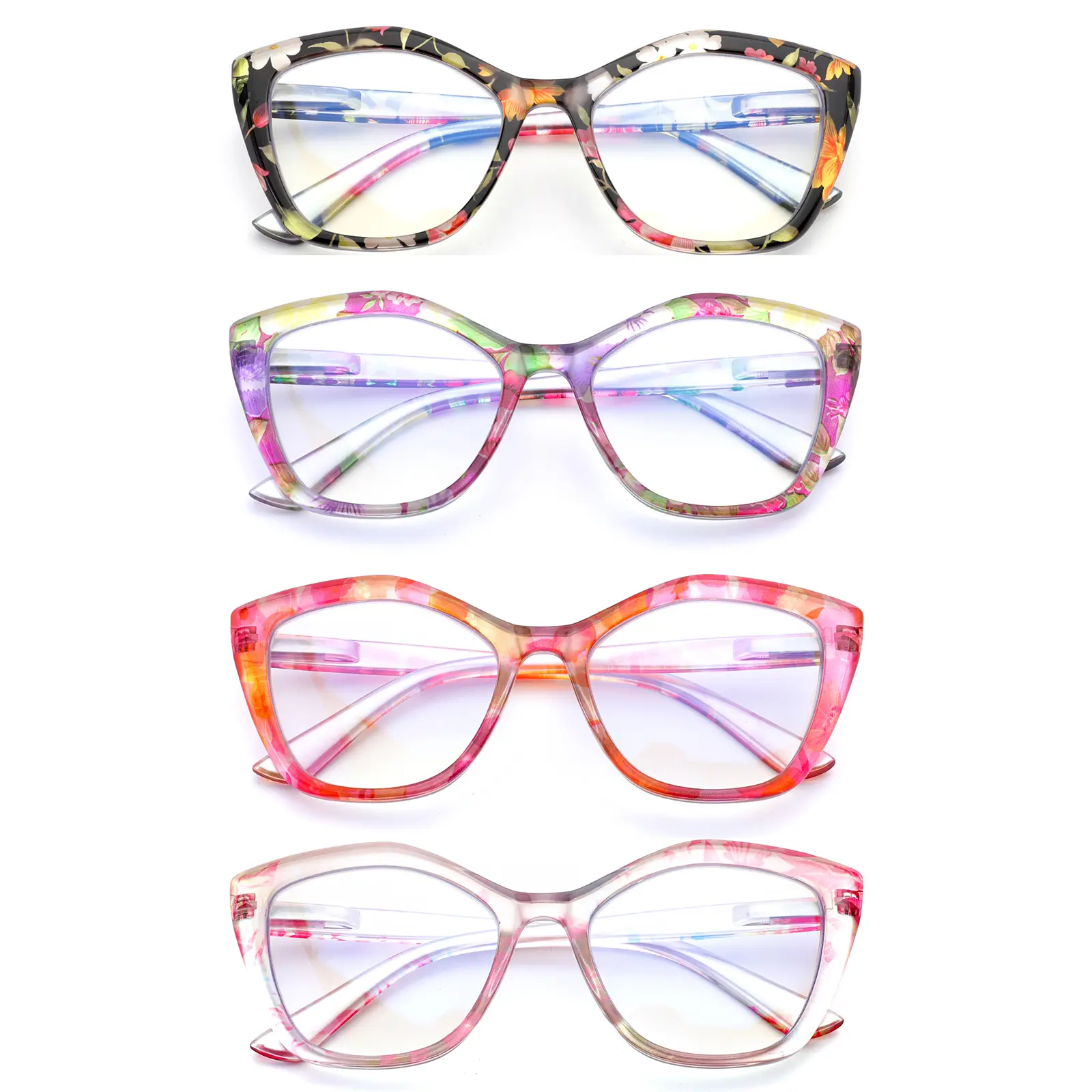 COJWIS 4 Pack Reading Glasses Blue Light Blocking for Women with Fashion Large Frames Spring Hinge Design Readers bluelight