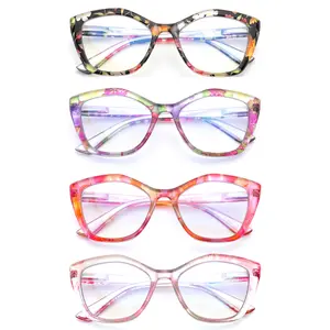 COJWIS 4 Pack Reading Glasses Blue Light Blocking for Women with Fashion Large Frames Spring Hinge Design Readers bluelight