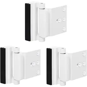 3 Pack Door Reinforcement Locks with 12 Screws, Childproof Home Security Night Door Lock Stop for Toddler, Withstand 800 Lbs White