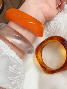 Acrylic Irregular Translucent Dye Handmade Bracelet, Unique Design Trendy Jewellery Accessories, Perfect Gift Idea for Friends & Family, Trendy Fashionable Accessories, Stackable Bracelets