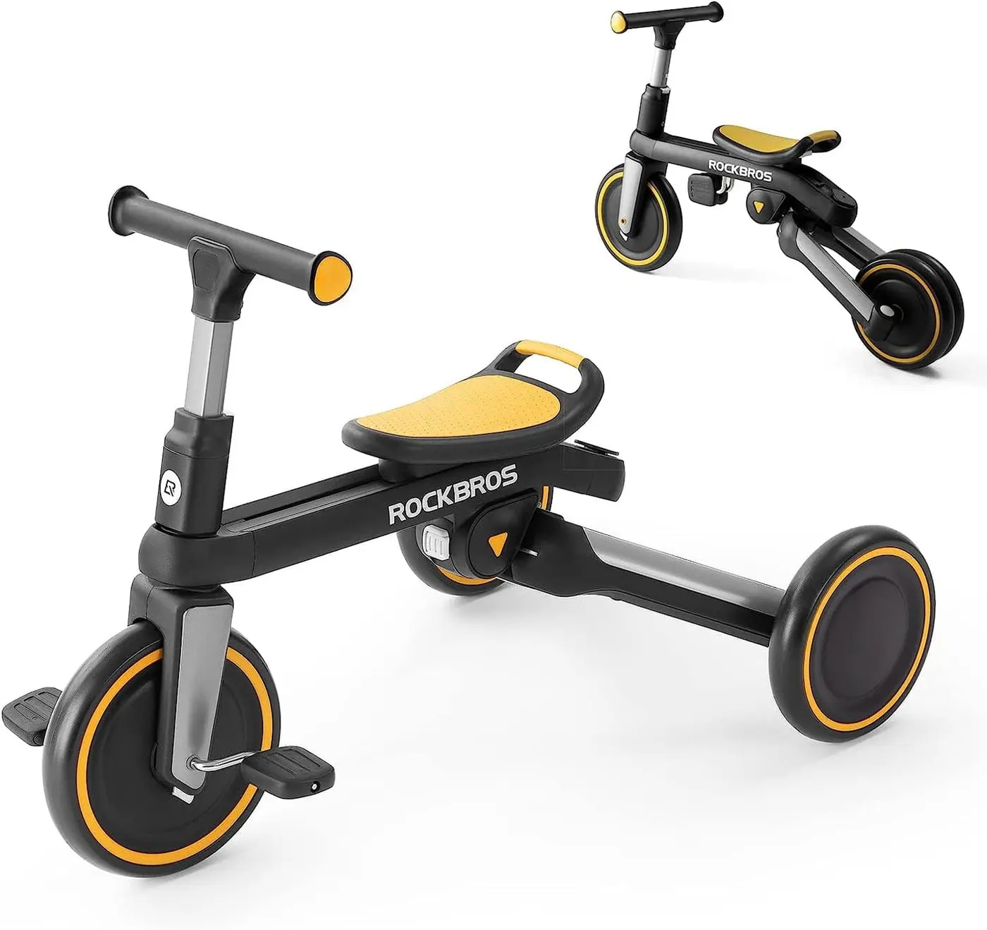 ROCKBROS 3-in-1 Multifunctional Toddler Bike for Ages 2-5, Adjustable Seat & Height Settings, Removable Pedals, EVA Tires, Safe Comfortable Kids' Outdoor Cycling Ride-On Bike