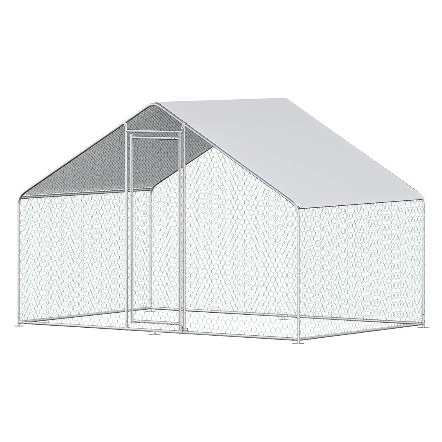 6.5x10 ft Heavy Duty Galvanized Steel Walk-In Chicken Coop - Run with Chicken Wire Fence, Hexagonal Mesh, Large Space, Waterproof Anti-UV Cover for Outdoor Poultry, Waterproof Cover