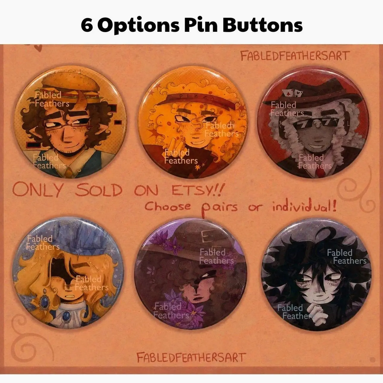 6 Ops (NOT COMBO 6)  FORSAKEN Anime Pin Buttons, Gift for Fans