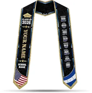 Honduran Graduation Sash, Honduras Graduation Stole Custom, Personalized Honduran American Flag Graduation Sash 2025