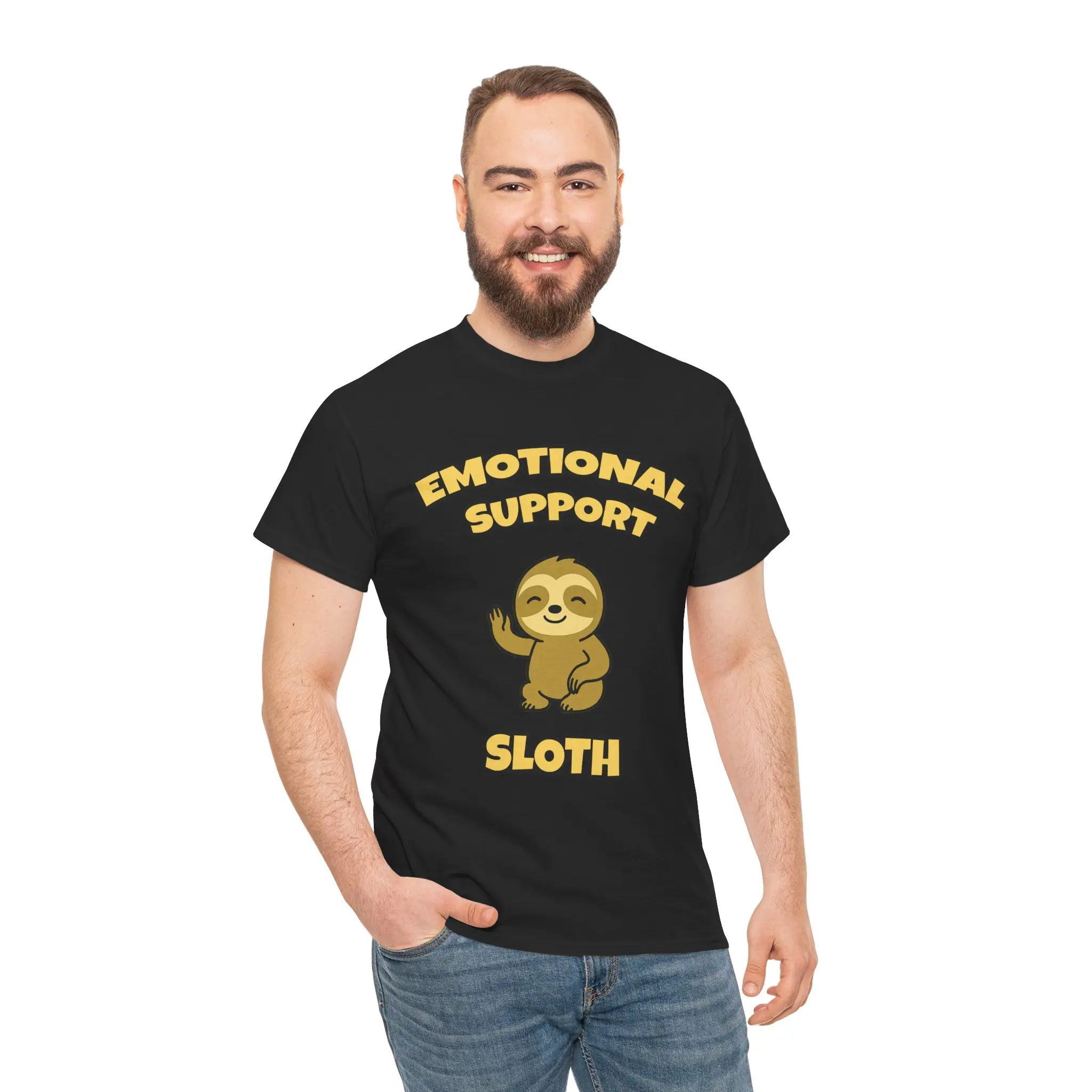 Sloth - Emotional Support | T-Shirt | Cute Graphic Tee, Unisex Tee, Heavy Cotton Tee, Sloth Lover Gift, Sloth Shirt