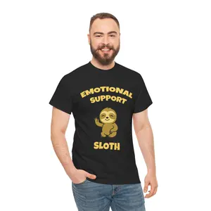 Sloth - Emotional Support | T-Shirt | Cute Graphic Tee, Unisex Tee, Heavy Cotton Tee, Sloth Lover Gift, Sloth Shirt