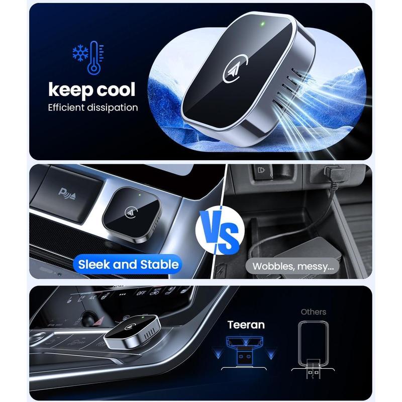 2 in 1 Wireless CarPlay and Android Auto Adapter, Easy Setup Plug and Play, Fast Seamless Use Supports 1000+ Car's with Built-in Wired Car Play/Android Auto, Compact Sleek Design Car Adapter，Fast Auto-Reconnect,bluetooth, iphone