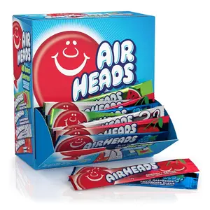 Airheads Full-Size Taffy Candy Bars, Bulk Variety Pack Snack, Individually Wrapped, 6 Assorted Artificially Flavored Fruit Flavors, 60-Count Box