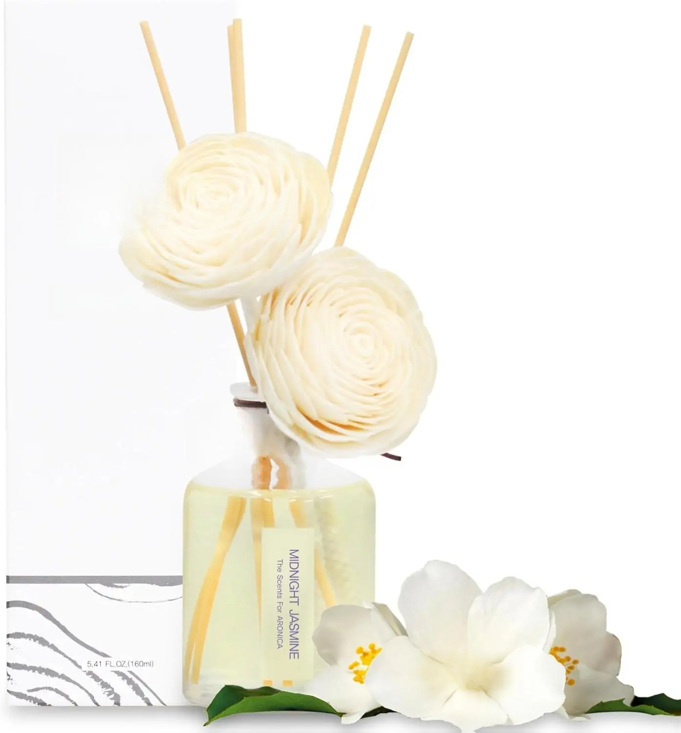 Aronica Twin Sola Diffuser - Midnight Jasmine Fragrance, 160ml / 5.41 Floz, Purple Bathroom Decor, Light Purple Office Decor Aesthetic, Single Girl Apartment Decor Room Wall Shelf, Spring Living Room