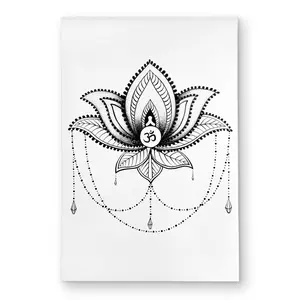 360 Stand 4x6 ft Outdoor Rug, Weatherproof Easy-Clean Rectangle Tapestry with Ethnic Lotus Print, Decorative Item for Religion & Spirituality Home Decor, Decor Items, Boho Print Tapestries