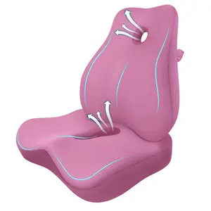 Ergonomic Non-Slip Memory Foam Seat with Adjustable Strap Extended Zipper Easy Removable Back Cushion Sciatica Tailbone Pain Relief Cushion for Office Chair Floating Pressure-Relief Design