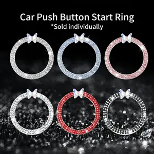 New Upgraded Car Engine Start Stop Decorative Ring, Crystal Rhinestone Ignition Ring Sticker, Women Girls Vehicle Decoration Accessory, Girly Car Accessories