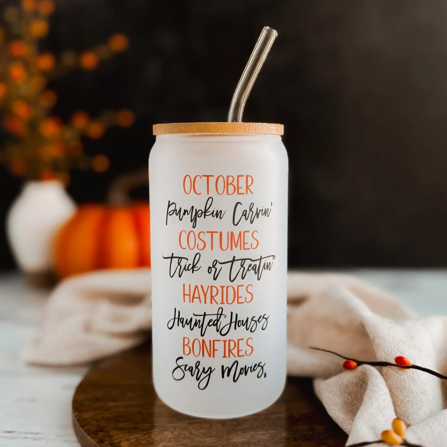 Fall Favorites Frosted Can Glass – 16oz