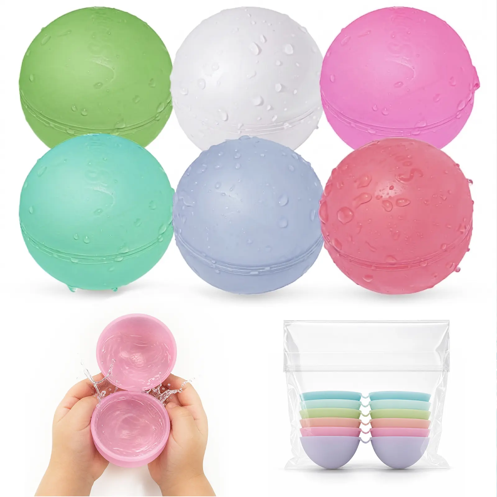 Reusable Silicone Water Balls Quick-Fill Splash Balls for Water Fights - Reusable Pool & Outdoor Summer Toy for Kids and Adults, Easy Fill, Durable Splashing Fun for Parties and Backyard Play