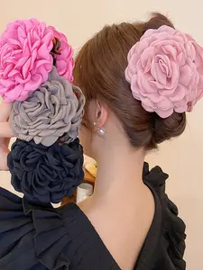 Elegant Fabric Flower Hair Clip, Vintage Luxury Shark Clasp, French Style Elegant Hair Accessory, Fashionable Retro Design