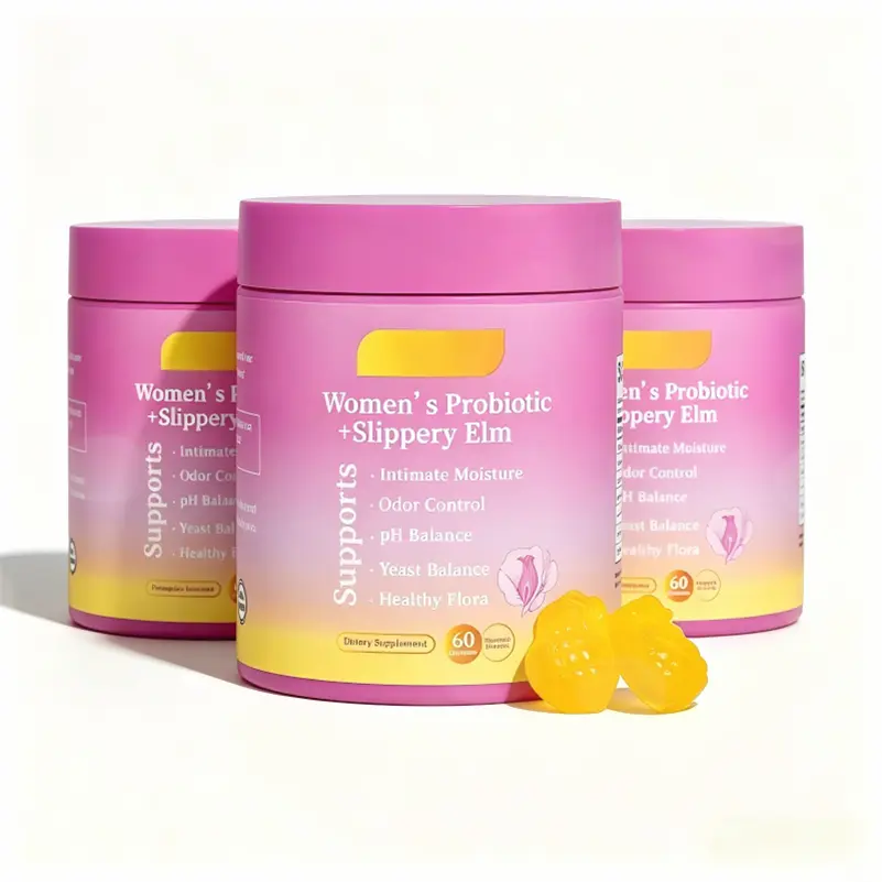Feminine Probiotics Gummies - Pineapple Flavor, Prebiotic & Probiotic Blend with Slippery Elm, Supports pH Balance & Dryness Relief, Healthcare Dietary Supplement