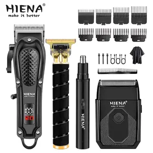 4-piece rechargeable men's beard trimmer and hair hair clipper, Barber Clippers Set, professional nursing suit, durable design, ideal gift for dad, can be used at home or in salon.