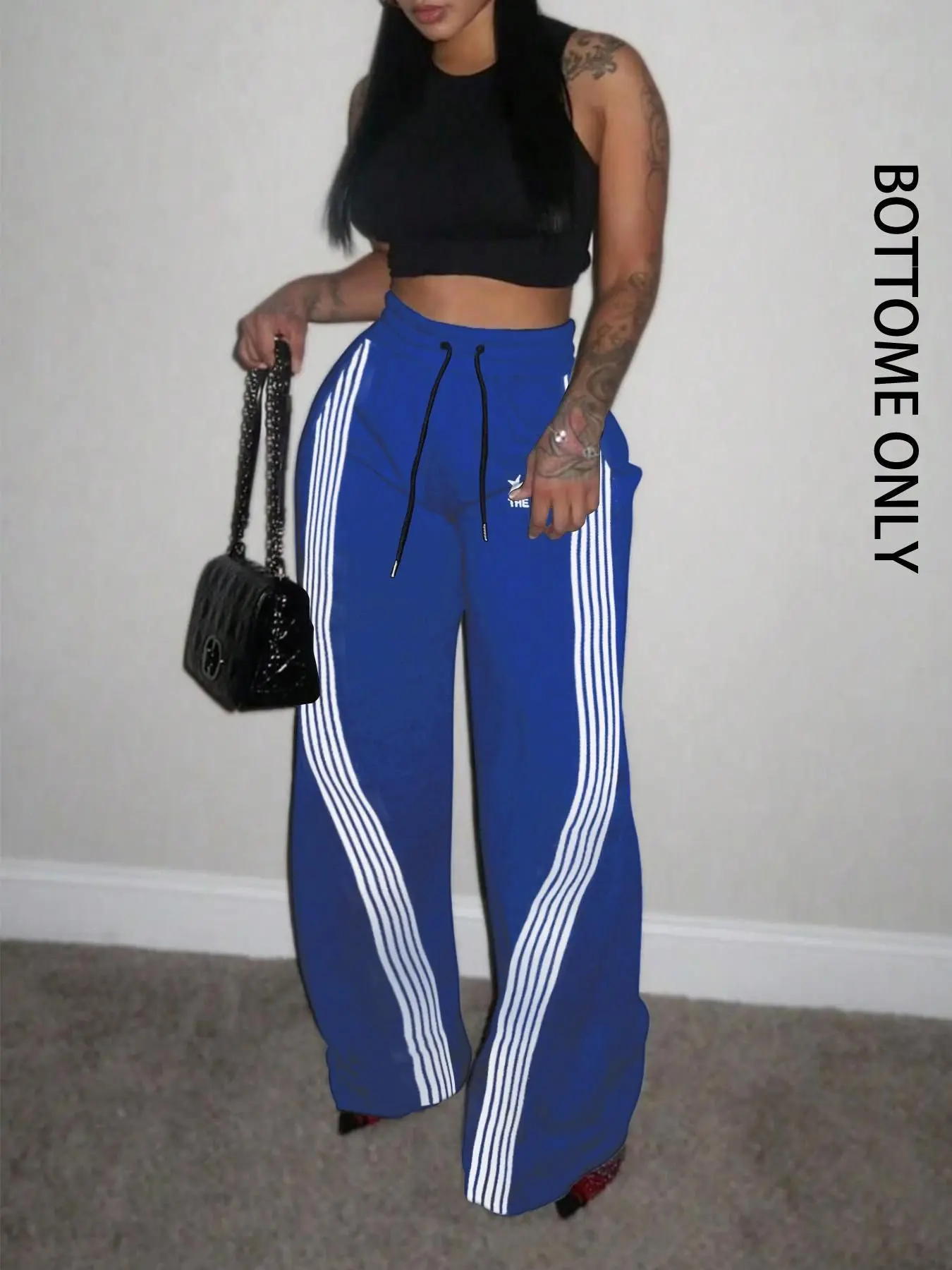 Women's Colorblock Striped Print Drawstring Waist Sweatpants, Casual Loose-Fitting Pocket Pants for All Seasons, Ladies Bottoms for Daily Wear, Casual Lounge Pants, Drawstring Waist Trousers, Casual Fashion Pants