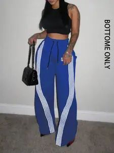 Women's Colorblock Striped Print Drawstring Waist Sweatpants, Casual Loose-Fitting Pocket Pants for All Seasons, Ladies Bottoms for Daily Wear, Casual Lounge Pants