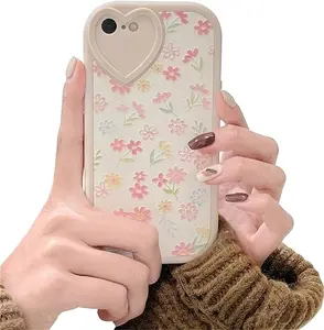 Compatible with iPhone 7/8/SE/SE 2Case with Cute Flowers Floral Pattern for Women Girls Soft Silicone Love Lens Protection Case for iPhone 7/8/SE/SE 2-White