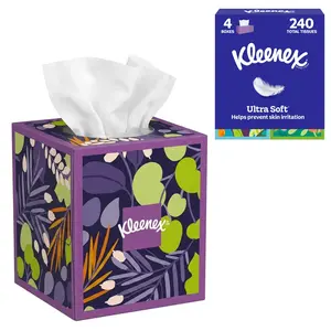 Kleenex Ultra Soft Eco-Friendly 3-Ply Facial Tissues, 4 Cube Boxes (60 per Box, 240 Total), Packaging May Vary