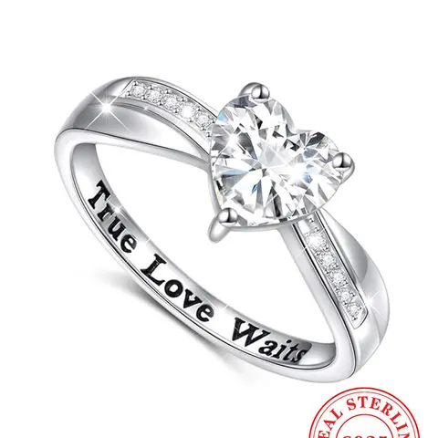 925 Sterling Silver Heart Shaped Ring, Heart Design Ring, Rhinestones Decor Rings Jewelry for Party, Promise Engagement Rings for Gf, Valentine's Day, Anniversary Ring, Wedding Promise Rings, Gift Rings, Beautiful Rings