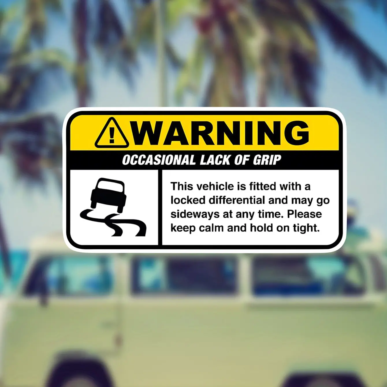 1PC Exclusive Tuning Scene WARNING Locked Differential Sticker, Meme Warning Personalized Body Decal, Suitable for Off-road Vehicles, Sedans, Motorcycles, Bicycle Frames, Laptops, Skateboards, Helmets, Creative Scratch Cover Sticker