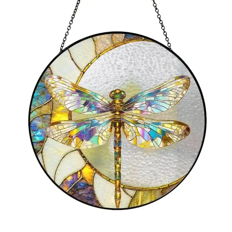 Stained Glass Dragonfly Suncatcher – Colorful Window Hanging Decor, Handmade Dragonfly Art Gift for Nature Lovers, Perfect Mother’s Day Gift, Gift for Mom or Nana
