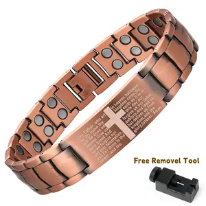 Men's pure copper magnetic therapy bracelet, cross style, adjustable size, the best holiday gift for boyfriend/dad/husband