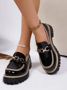 Women's New Round Toe Thick Sole Loafers, Comfortable Casual Daily Wear Shoes, Large Size Fashion Sneakers, Lace Trim Flat Shoes, Walking Shoes