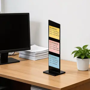 Detachable Transparent Acrylic Memo Board and Stand, Computer Screen Memo Clip, Message Board, Office Desktop Accessory
