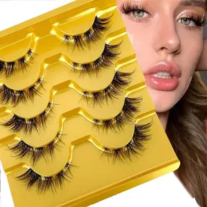 5 Pairs Eyelashes Invisible Stem Lash Extension Natural Cross Cluster False Eyelashes Fairy 3D Big Eye Makeup Lashes,individual