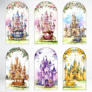15-day Delivery Fairytale Castle Carriage Arch Backdrop Cover for Princess Birthday