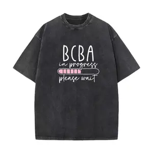 Oversized Washed BCBA T-Shirt, "BCBA In Progress Please Wait" Loading Bar Graphic, Behavior Analyst Student Streetwear