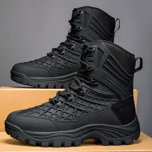 Men's camouflage high-top durable large size hiking boots, non-slip lace-up comfortable walking boots, suitable for all seasons outdoor fitness cross-country jogging